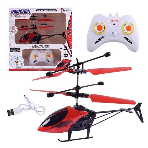 Mini RC Drone Rechargeable Remote Control Helicopters Toys Induction Hovering Safe Fall-resistant, 05 red-with RC