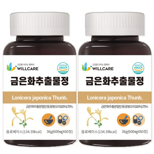 윌케어 금은화 인동꽃봉오리 추출물정 600mg x 60정, 6개