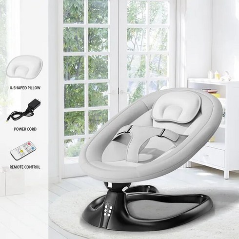 아기흔들의자 아기바운서 신생아용 전동 흔들 의자 편안한 아기 라운지, [19] 하늘색