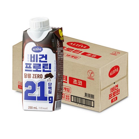 CJ제일제당 얼티브 비건프로틴 초코 250ml x18입, 1개