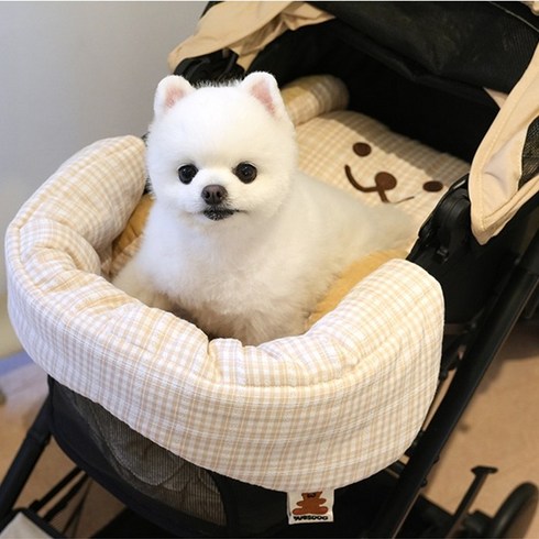 강아지유모차가드 - 패리스독 강아지 베어 유모차 멀티 일체형 가드쿠션, 베이지, 1개