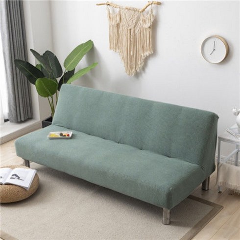 2023년 가성비 최고 쇼파 - CNTCSM 단색 소파 세트 올인클루시브 두꺼운 일반 소파 세트 게으른 접이식 소파 베드 커버 없음 탄성 소파 슬리브, 시안, 155-185Cm