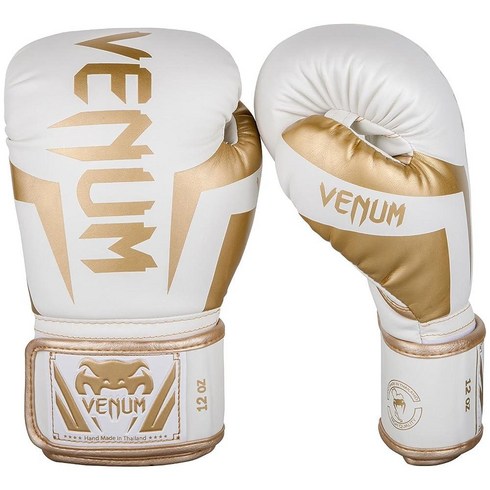 Venum 엘리트 복싱 권투 글러브 블랙 16온스, White/Gold/Black