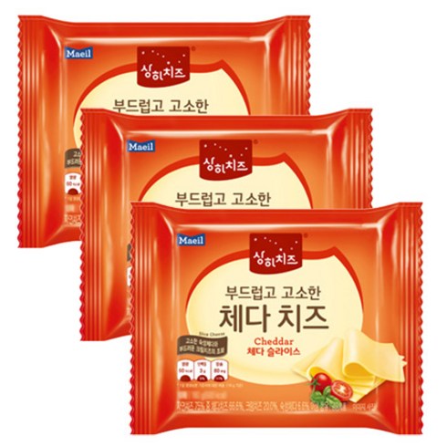 상하 부드럽고 고소한 체다치즈360g(20매입) x 3팩, 360g, 3개