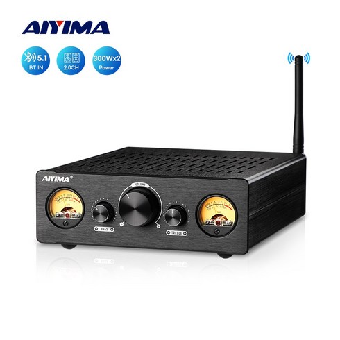 AIYIMA TPA3255 블루투스 파워앰프 VU 미터 앰프 2.0 스테레오 하이파이 앰프 APTX-LL 스피커 가정용 오디오 앰프 300Wx2, 110V US 플러그, 1.TPA3255 Amplifier US