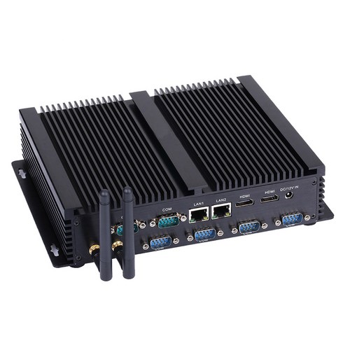 HUNSN-팬리스 산업용 PC AIM04 인텔 코어 I3/I5 미니 컴퓨터 Windows 11 Pro/Linux 2HDMI 2LAN/6COM RS232 4USB3.0 4USB, No Ram No Storage, Intel Core I3 5005U, 1) No Ram No Storage - I3 4005
