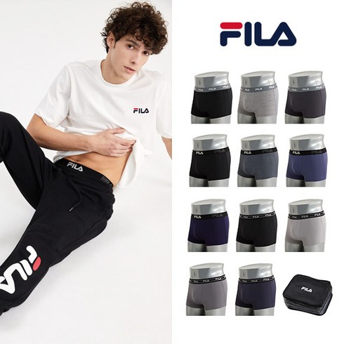 [런칭] FILA 휠라 남성속옷 NEW 블랙에디션 드로즈11종+트래블백1종