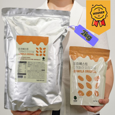 [유통기한 임박 파격 / 24년 6월] 리하베스트 고식이섬유 그래놀라 오리지널 벌크 2kg 푸드 업사이클링 아침식사대용 친환경 시리얼 건강 다이어트간식, 1개