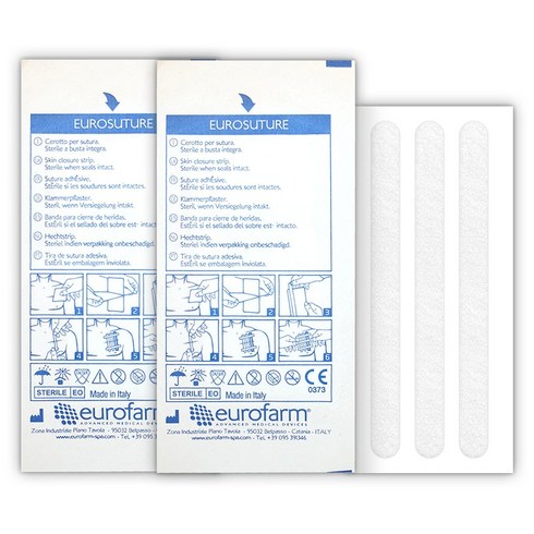 서지너스봉합키트 - 유로팜 유로슈처(eurosuture) 의료용봉합유지기(717430) 6x75mm 3스트립 x 2매, 1개입, 2개