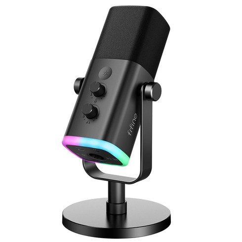 FIFINE USB XLR 다이나믹 마이크 터치 음소거 단추 헤드폰 잭 IO 컨트롤 PC PS54 믹서용 게임용 마이크 앰플리게임 AM8, 2.Black