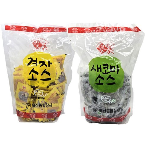 태산 1회용 겨자 (3g X 200개) + 식초 (5g X 200개) 냉면 배달, 1세트, 1.2kg