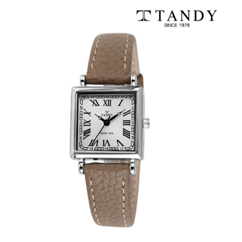 텐디 여자손목시계 사각 브라운 베이지 소가죽시계