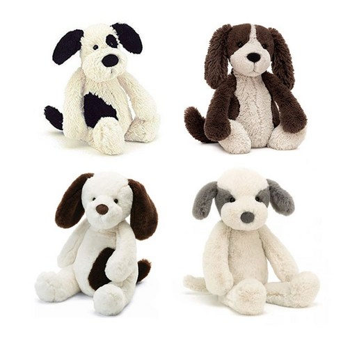 젤리캣 애착인형 강아지 M 30-33cm 4종 택1/Jellycat Bashful Black cream or Puppy Dog Stuffed Medium, 2.Fudge Puppy Dog