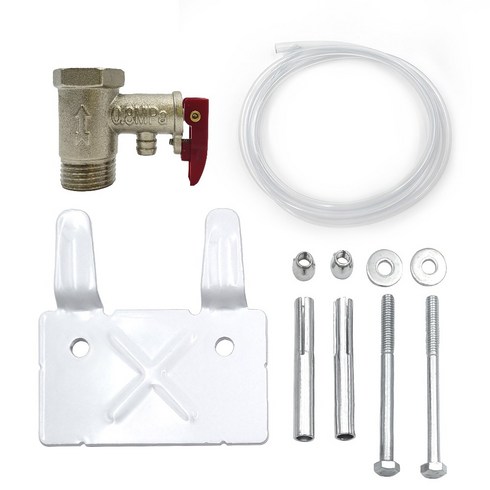 2023년 가성비 최고 전기온수기브라켓 - 전기온수기 부속품 안전변+앙카+브라켓세트 드레인호스 안전밸브 소형온수기 온수기거치대 벽걸이, 안전변15A+앙카브라켓SET+드레인호스