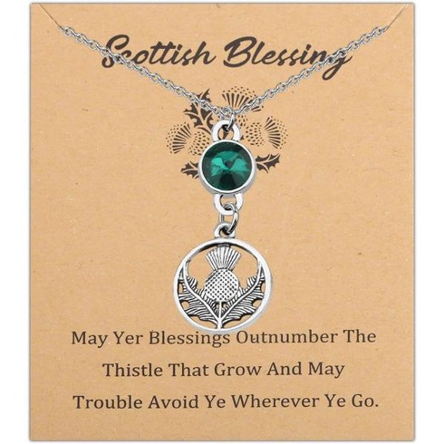 attract:necklacesqczwh/ros - WSNANG Scottish Thistle 목걸이 Scottish Gifts for 우먼 Thistle Pendant 목걸이 Scottish Blessing 쥬얼리, silver