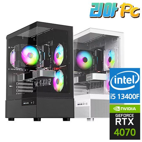 고사양배그견적 - 리아PC 게이밍 컴퓨터 고사양 조립 PC 데스크탑, i5 13400F + RTX 4070, Free DOS, 500GB, 16GB, 블랙
