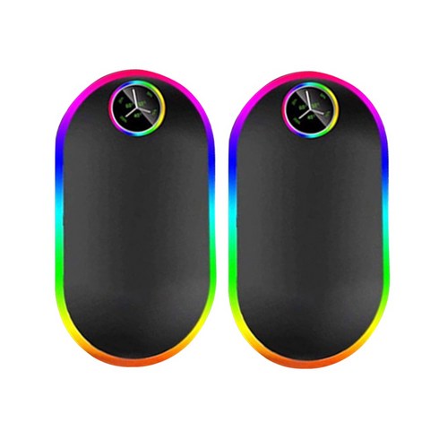 2023년 가성비 최고 hot-7800 - 레인보우 충전식 전기 손난로 보조배터리 7800mAh 온도 확인 가능, LED블랙 1+1