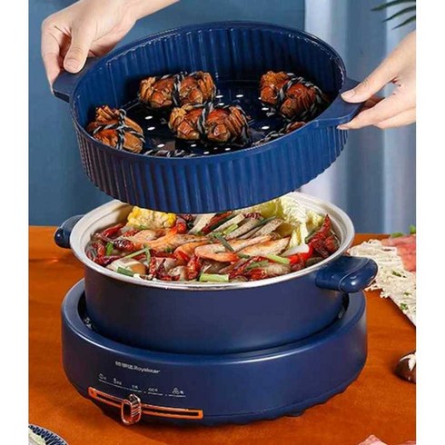 오연수찜기 동상이몽오연수찜기샤브샤브 전기냄비, 파란색 5L(위안양냄비)