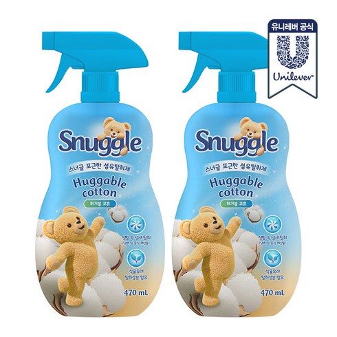 스너글 섬유탈취제 허거블 코튼, 470ml, 2개