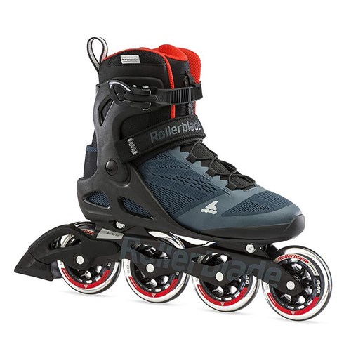 Rollerblade Macroblade 90 남성용 성인 피트니스 인라인 스케이트 오리온 블루/스파이시 오렌지 퍼포먼스 인라인 스케이트