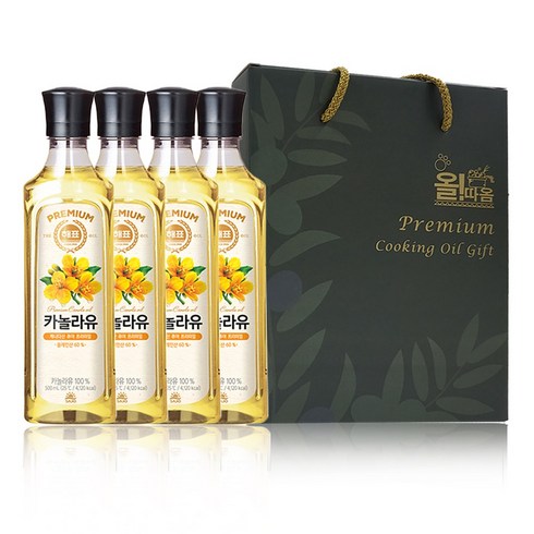 2023년 가성비 최고 식용유세트 - 올따옴 고급유 선물세트 1호 카놀라유 4입, 500ml, 4개