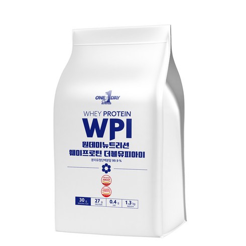 웨이wpi1kg - 원데이뉴트리션 웨이프로틴 단백질 WPI 포대유청, 1.3kg, 1개