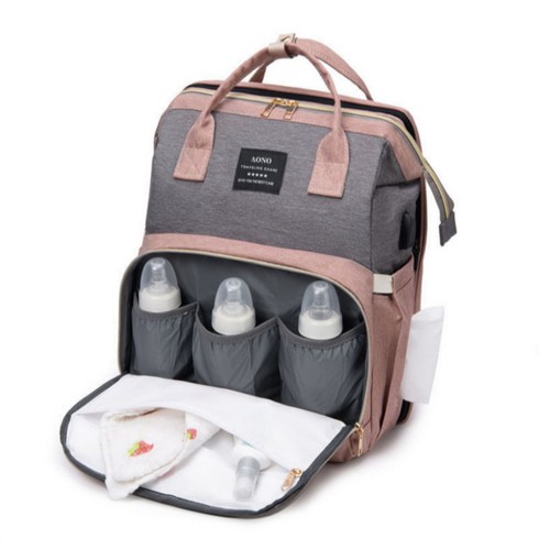 토드비기저귀가방 - Life Rhythm 다용도 기저귀 가방 백팩 엄마가 편해지는 아기 가방 핑크그레이