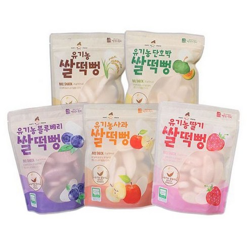 맛있는풍경 유기농 쌀떡뻥 딸기 25g + 사과 25g + 블루베리 25g + 단호박 25g + 플레인 25g, 2세트