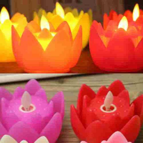 연꽃등 무드등 LED 소원성취 연꽃 기도등 불교 소원등 촛불 인등, 핑크