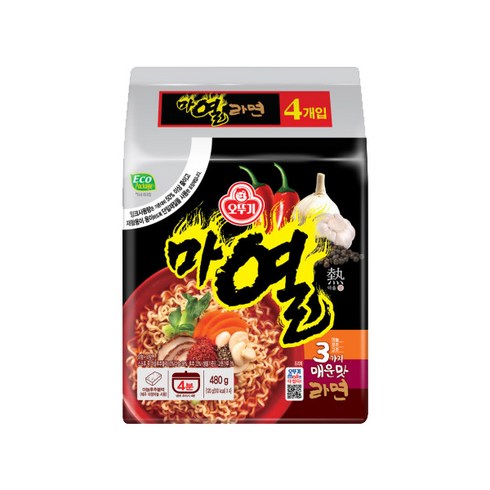 오뚜기 마열라면 120g, 4개