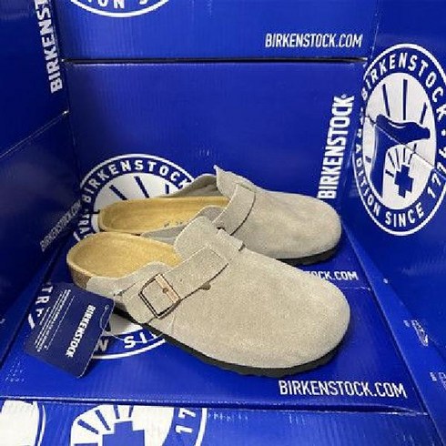 버켄스탁 스웨이드 퍼 화이트 슬리퍼 스트랩 슬라이더 블랙 모카 좁은 Birkenstock