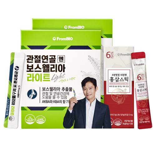 [본사출고] 프롬바이오 이병헌의 관절연골엔 보스웰리아 라이트 + 홍삼스틱, 2박스, 50포