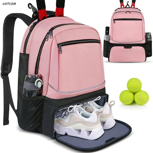 방수 아웃도어 테니스 라켓 가방 대용량 멀티 백팩 독립 신발장 배드민턴 가방, 분홍색 핑크색