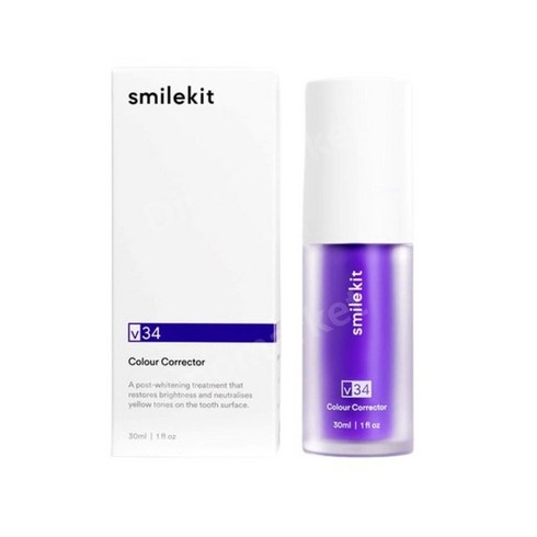 HISMILE V34 치아 화이트 브라이트닝 치아 관리 보라색 교정 치약, v34 스마일키트 30ml