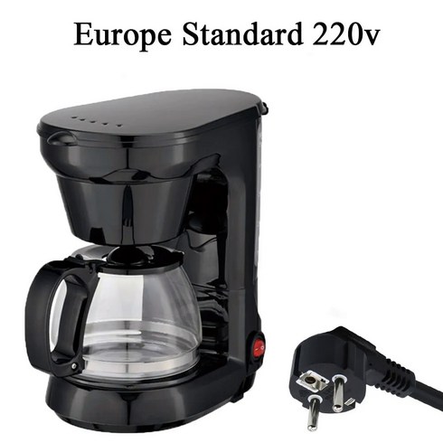 가정용 미국 반자동 필터 커피 머신 유리 티팟 드립 커피 포트 110W 220W, EU, 02 EU