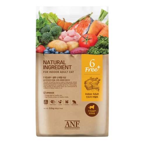 ANF 6free 캣 식스프리 플러스 인도어 어덜트 1.8kg 5.6kg 고양이 사료, 1