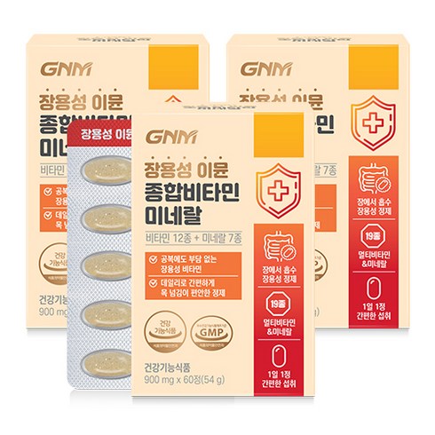 [박스당 2개월분] GNM 장용성 이뮨 종합비타민 미네랄 / 멀티비타민 비타민A B C D E, 3박스, 60정