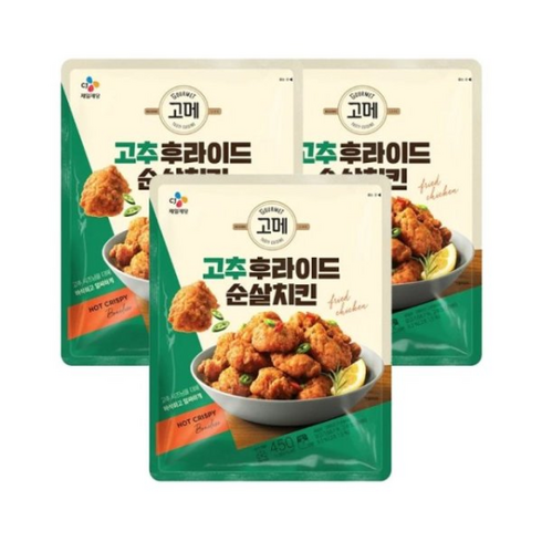 고추바사삭 - CJ 고메 순살치킨 고추크런치 450g, 3개