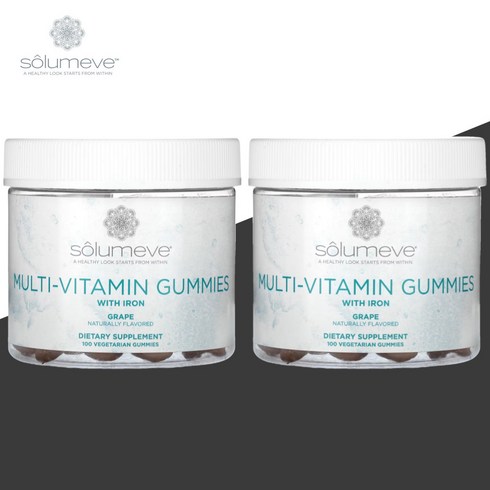 큐 멀티비타민 구미 12개월분 - Solumeve Multi Vitamin Gummies 포도맛 100구미젤리 2개, 100개