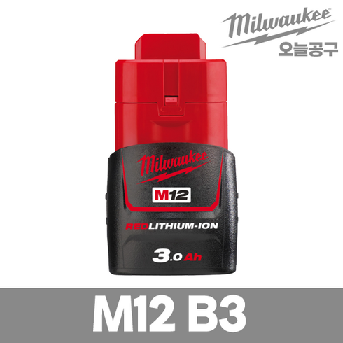 밀워키 12V/3.0Ah 리튬이온 배터리 M12 B3 4001, 1개