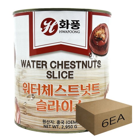 1박스) 화풍 워터체스트넛트 슬라이스 물밤편 2.95kg x 6개입, 단품, 2950g