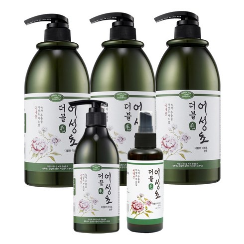 더블모 어성초샴푸 5종 세트 1000ml x 3 + 미스트 모발팩 샴푸300ml 중 2개 한방 두피 대용량, 더블모 어성초 샴푸 1000ml x 3개, 샴푸 300ml+미스트 150ml