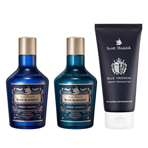 스콧해미쉬 3스텝(클렌징+토너+로션) 블루 프리덤 캡슐 클렌징폼 150ml + 블렌디드 토너 에센스 180ml+로션 에센스 180ml, 1개