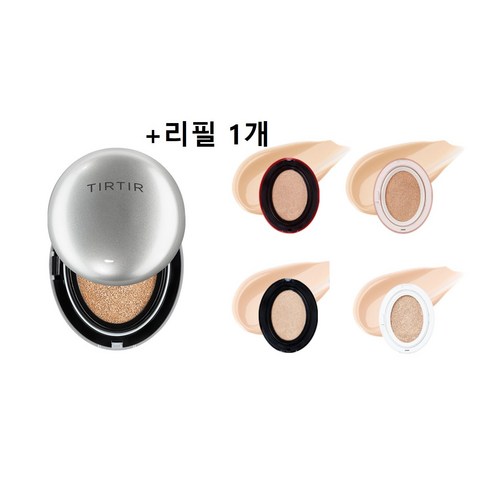 티르티르 마스크 핏 쿠션 본품18g+리필 교차선택 5종 레드 블랙 핑크 화이트 72시간 지속 tir tir mask fit coushion, 1개, 실버 23호 샌드+리필(선택메모)