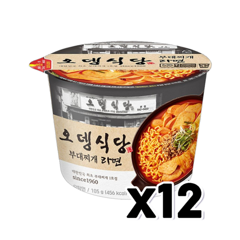 오뎅식당 부대찌개라면 큰컵사발면 105g x 12개, 1개