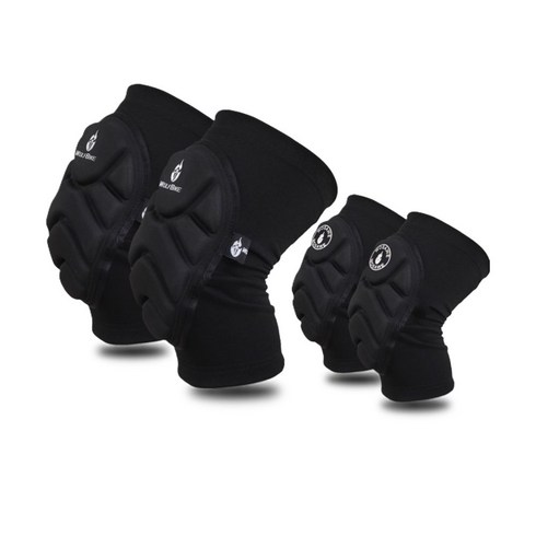 파워텍터 무릎 팔꿈치 보호대/세트 POWERTECTOR 스노우보드, 프리 사이즈, 블랙 무릎 보호대 및 팔꿈치 보호대(1쌍)