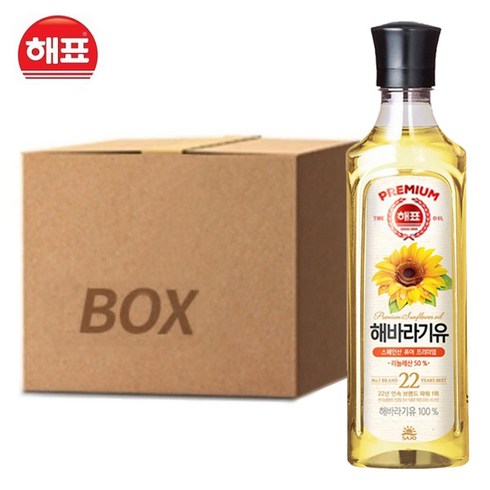 [해표] 해바라기유 900ml x 1박스, 12개