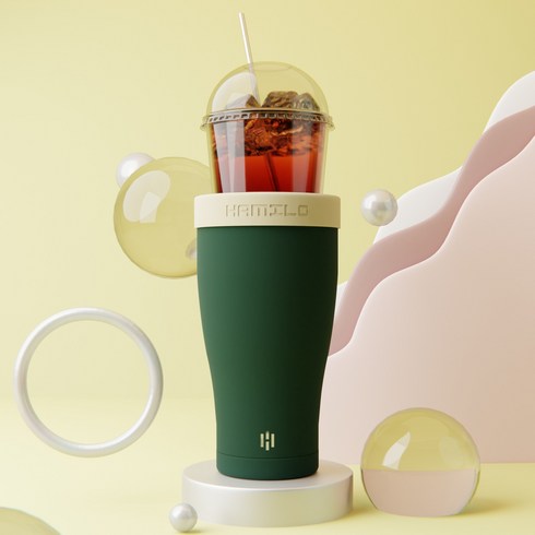 해밀로 아이스커피 텀블러 얼죽아 텀블러 900ml 스텐 보온 보냉 대형 대용량, 그린, 1개