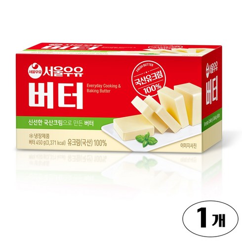 서울우유 국산원유100% 무가염 버터 450g, 1개