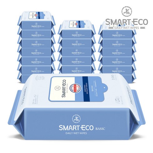 스마트에코 베이직 물티슈 리필형 43평량, 100매입, 20팩